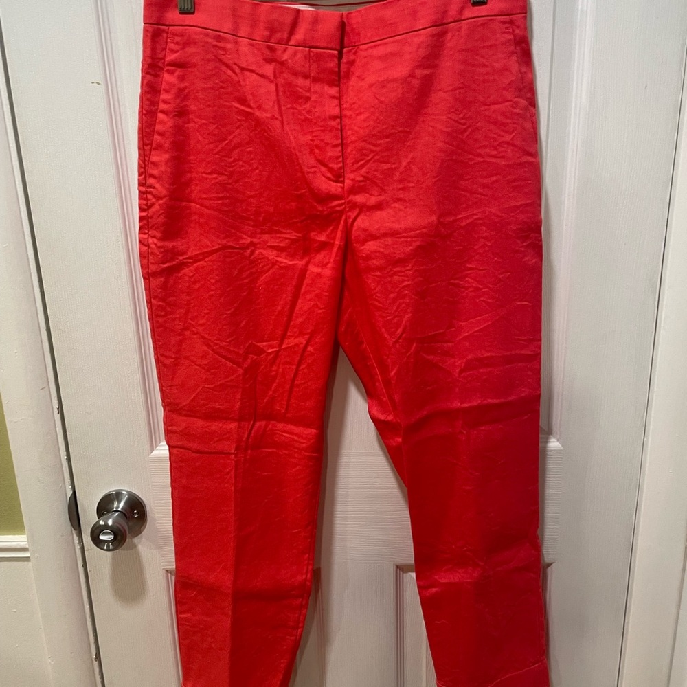 Ann Taylor Linen-Blend Coral Trousers
